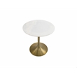Pemberly Row Round Stainless Steel & Marble End Table in White/Gold
