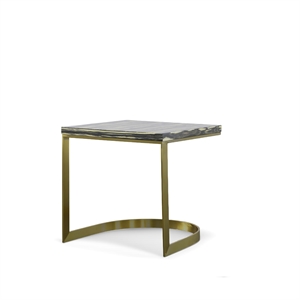 Pemberly Row Stainless Steel & Faux Marble End Table in Black/Gold