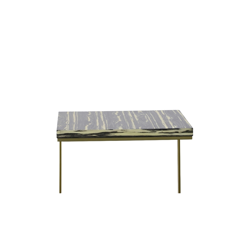 Pemberly Row Stainless Steel & Faux Marble End Table in Black/Gold