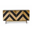 Pemberly Row 4-Door Modern Wood Veneer Buffet in Ash Black & Brass