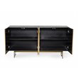 Pemberly Row 4-Door Modern Wood Veneer Buffet in Ash Black & Brass