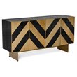 Pemberly Row 4-Door Modern Wood Veneer Buffet in Ash Black & Brass