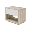 Pemberly Row Modern 1-Drawer Nightstand in Travertine Grey & Gold