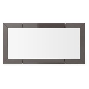 Pemberly Row 24x47&quot Rectangular Modern MDF Wood Mirror in Gray High Gloss