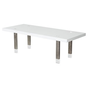 Pemberly Row 94.5&quot Modern Stainless Steel Dining Table in White/Black