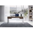 Pemberly Row 4-Drawer Modern MDF Wood & Stainless Steel Desk in Walnut