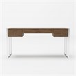 Pemberly Row 4-Drawer Modern MDF Wood & Stainless Steel Desk in Walnut