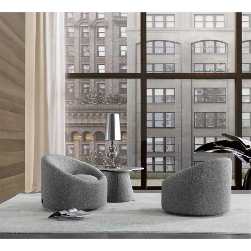 Pemberly Row Modern Polyester Fabric Swivel Accent Chair in Glam Gray