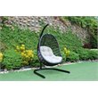 Pemberly Row Bamboo Rattan & Aluminum Hanging Chair in Beige/Black