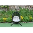 Pemberly Row Bamboo Rattan & Aluminum Hanging Chair in Beige/Black