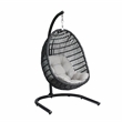 Pemberly Row Bamboo Rattan & Aluminum Hanging Chair in Beige/Black