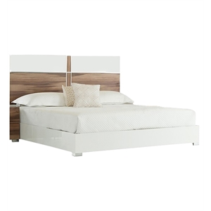 Pemberly Row 91x89&quot Modern Wood & Steel Eastern King Bed in White Gloss