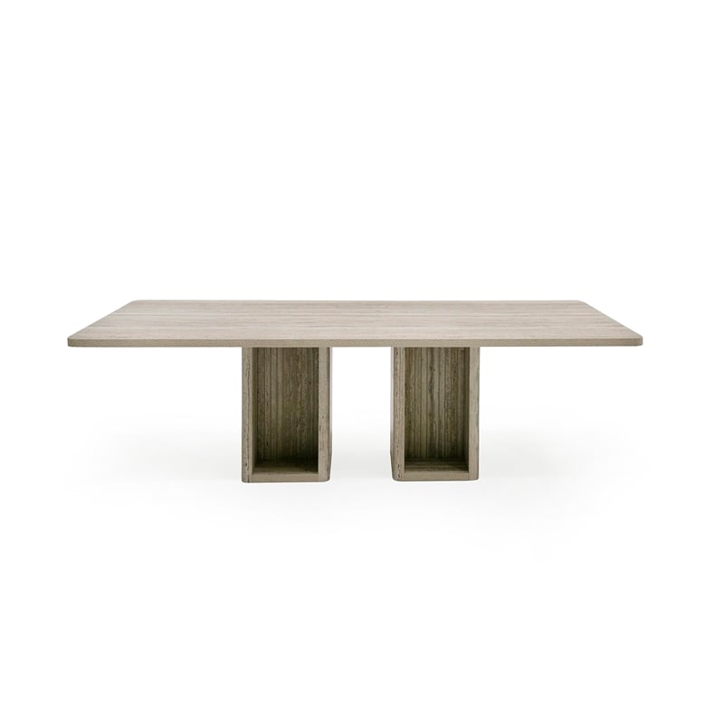 Pemberly Row Modern Rectangular Double Pedestal Dining Table for 8