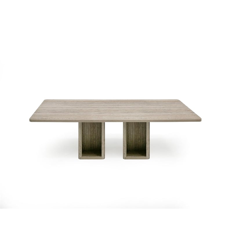 Pemberly Row Modern Rectangular Double Pedestal Dining Table for 8