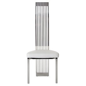 Pemberly Row 18&quot Stainless Steel & Faux Leather Dining Chair in White