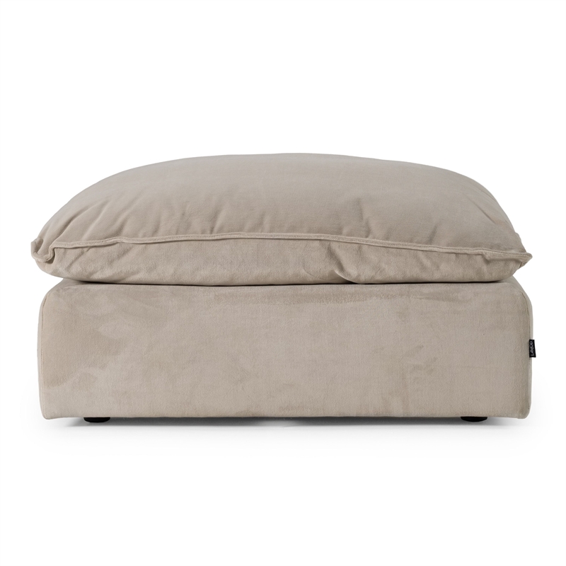 Pemberly Row Modern Upholstered Fabric Ottoman in Light Gray Polyester