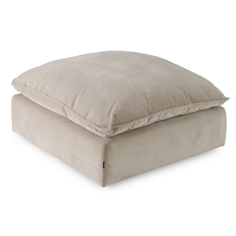 Pemberly Row Modern Upholstered Fabric Ottoman in Light Gray Polyester