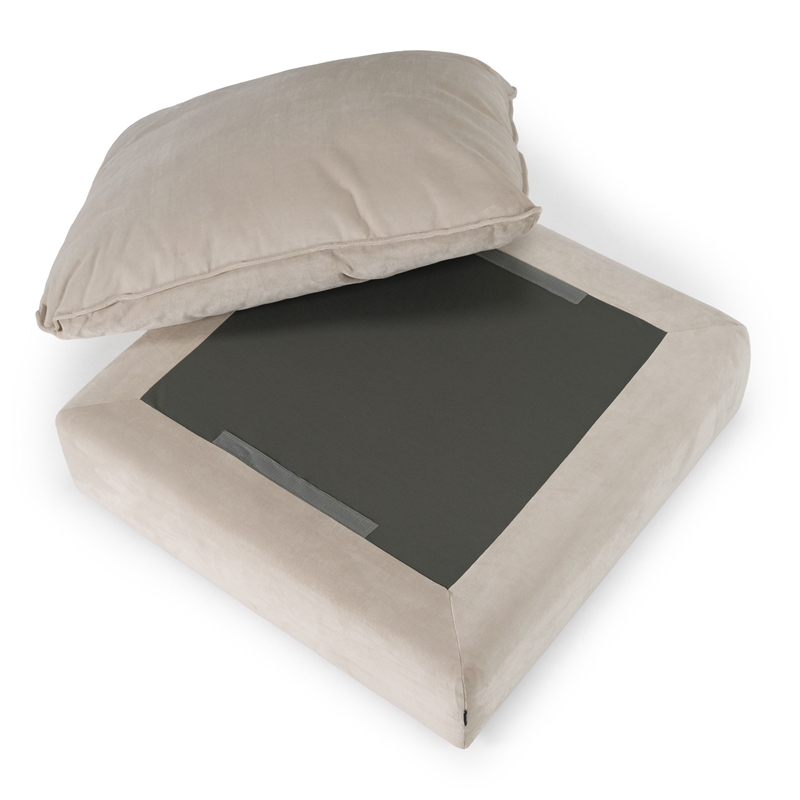 Pemberly Row Modern Upholstered Fabric Ottoman in Light Gray Polyester