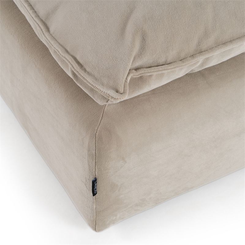 Pemberly Row Modern Upholstered Fabric Ottoman in Light Gray Polyester
