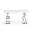 Pemberly Row 3-Drawer Rectangular Stainless Steel Writing Desk in White