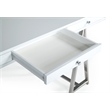 Pemberly Row 3-Drawer Rectangular Stainless Steel Writing Desk in White