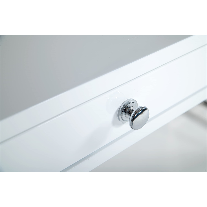 Pemberly Row 3-Drawer Rectangular Stainless Steel Writing Desk in White