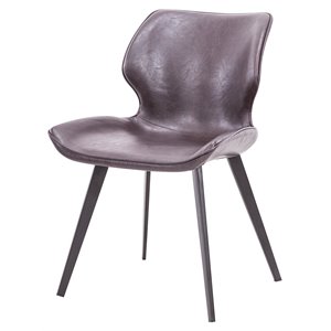 Pemberly Row 19&quot Modern Faux Leather Dining Chair in Dark Brown (Set of 2)
