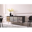 Pemberly Row Modern 3-Door 2-Drawer Buffet in Smoked Ash & Brass