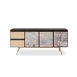 Pemberly Row Modern 3-Door 2-Drawer Buffet in Smoked Ash & Brass