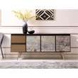 Pemberly Row Modern 3-Door 2-Drawer Buffet in Smoked Ash & Brass