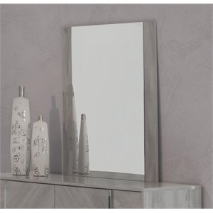 Pemberly Row Engineered Wood & Glass Rectangle Bedroom Mirror in Light Gray