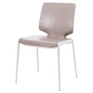 Pemberly Row 18.1&quot Modern Faux Leather Dining Chair in Dark Gray (Set of 2)
