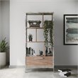 Pemberly Row Modern Faux Concrete & Wood Veneer Bookcase in Gray/Brown Oak