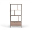 Pemberly Row Modern Faux Concrete & Wood Veneer Bookcase in Gray/Brown Oak
