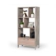 Pemberly Row Modern Faux Concrete & Wood Veneer Bookcase in Gray/Brown Oak