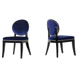 Pemberly Row 17&quot Modern Wood & Velvet Dining Chair in Blue (Set of 2)