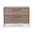 Pemberly Row Modern Stainless Steel & Faux Concrete Nightstand in Oak Brown