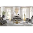 Pemberly Row Square Glass & Stainless Steel Coffee Table in Gold/Clear