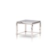 Pemberly Row Square Tempered Glass & Stainless Steel End Table in Silver