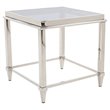 Pemberly Row Square Tempered Glass & Stainless Steel End Table in Silver