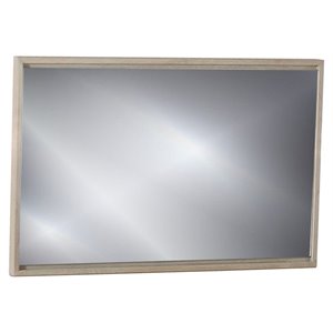 Pemberly Row 26x39&quot Contemporary Tempered Glass & Veneer Mirror in Gray