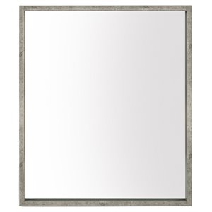 Pemberly Row 40x34&quot Modern Faux Concrete & Glass Mirror in Gray