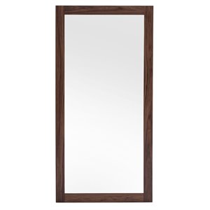 Pemberly Row 79x39&quot Modern Glass and Veneer Floor Mirror in Brown/Clear