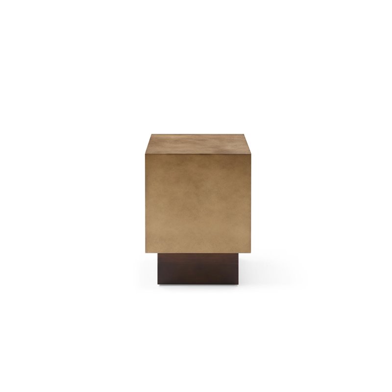Pemberly Row Square Modern Metal End Table in Antique Copper & Brown