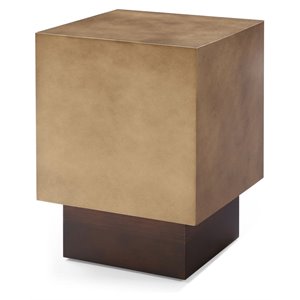 Pemberly Row Square Modern Metal End Table in Antique Copper & Brown