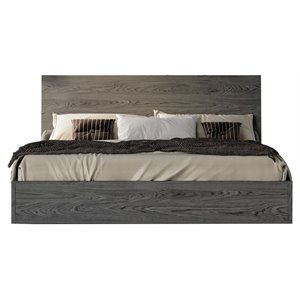 Pemberly Row 64x82&quot Modern Solid Wood Queen Bed in Matte/Elm Gray
