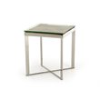 Pemberly Row Rectangular Glass & Steel Mosaic End Table in Silver/Clear