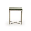 Pemberly Row Rectangular Glass & Steel Mosaic End Table in Silver/Clear
