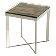 Pemberly Row Rectangular Glass & Steel Mosaic End Table in Silver/Clear