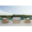 Pemberly Row Wicker & Rattan Outdoor Patio Sofa Set in Off White Fabric